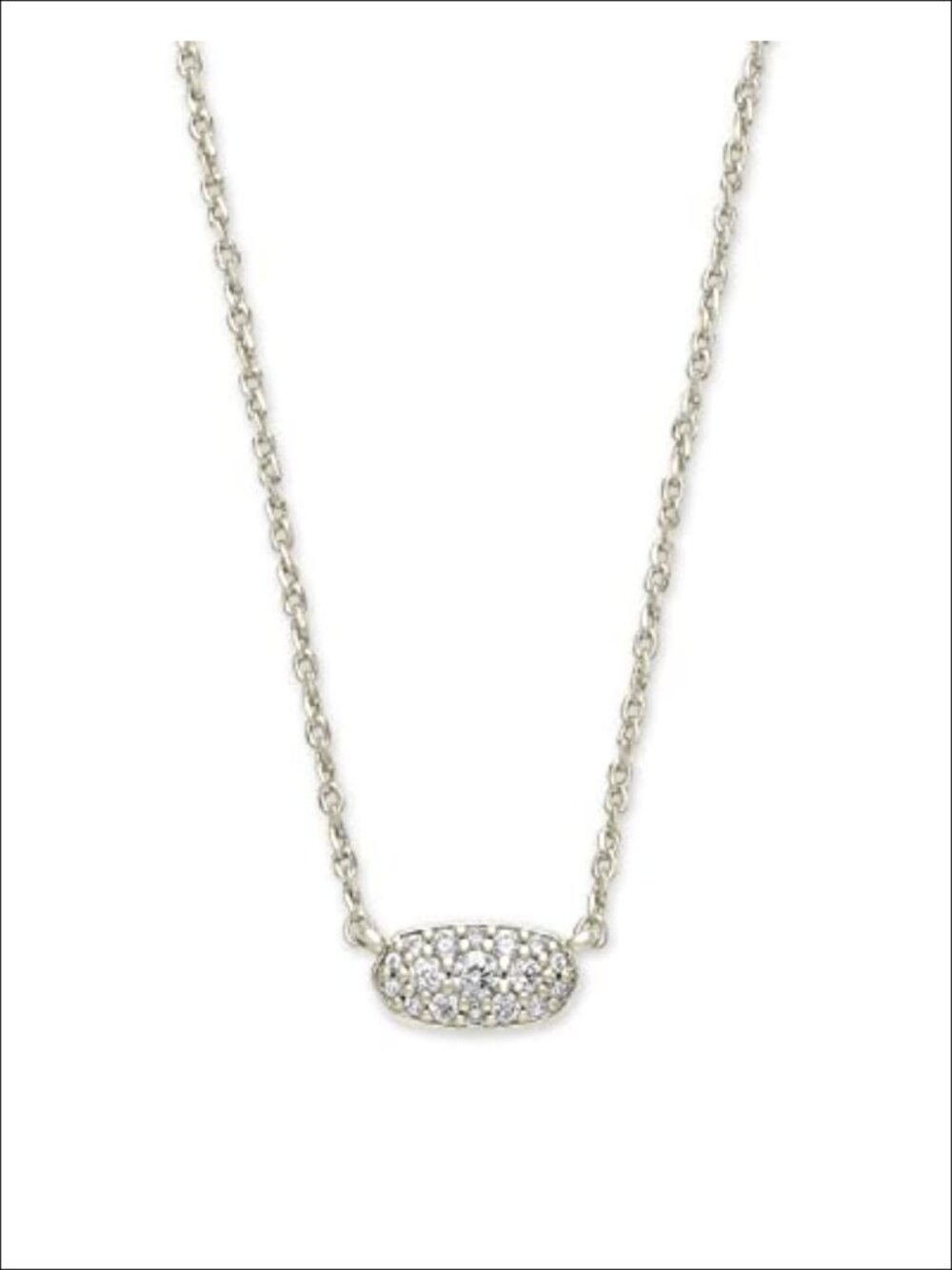 Kendra Scott Grayson Pendant Necklace White Crystal Cubic Zirconia Rhodium